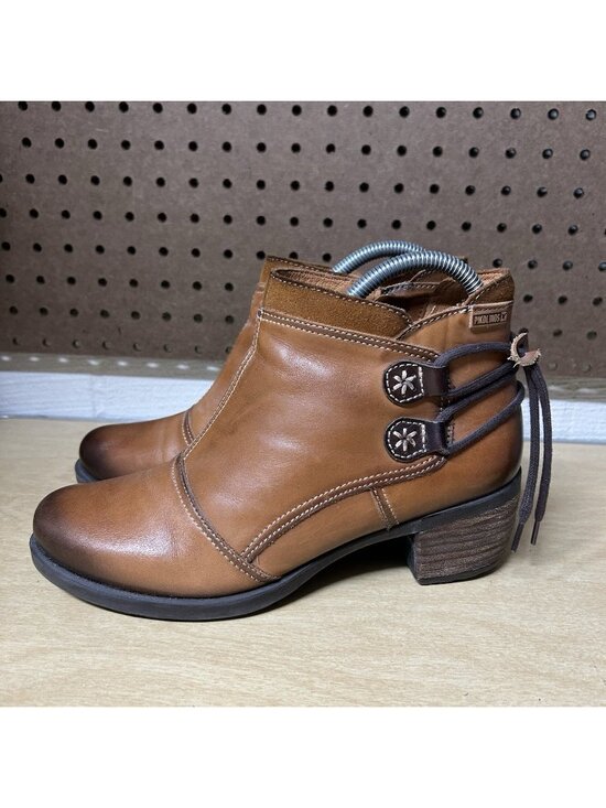 PIKOLINOS Shoes - PIKOLINOS Le Mans Brown Leather Boots Size 38 Womens Side Zipper
